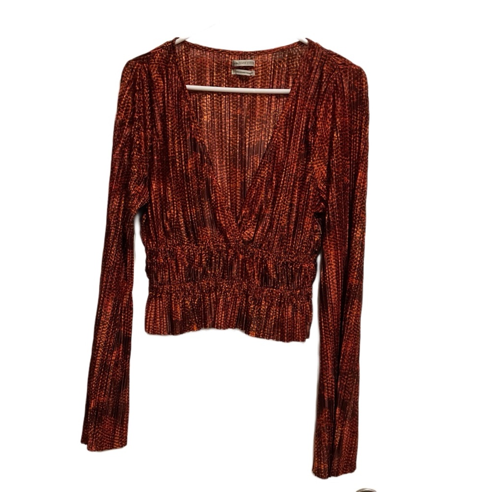 Urban Outfitters Women’s Plisse Peplum Crop Top Brown